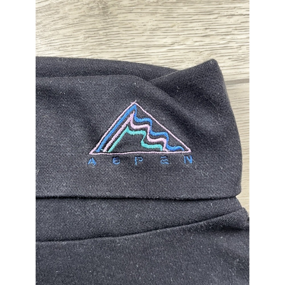Vintage CRAZY SHIRT Ski Aspen Colorado Mock Neck Shirt‎ Black Mens Large 80s